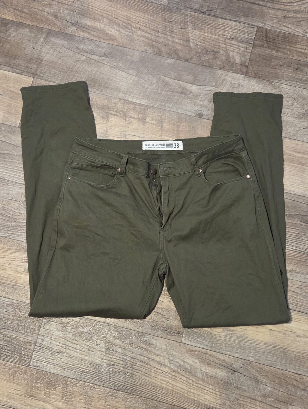 Barbell Apparel Mens Stretch Cotton 5-pocket Pants 38x34 Green USA